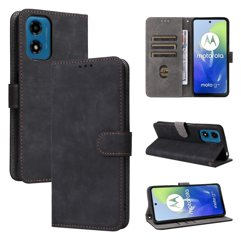 EIDERWOOD Motorola Moto G04 / G24 / G24 Power Kunstskinn Deksel m. Lommebok og Stropp - Svart