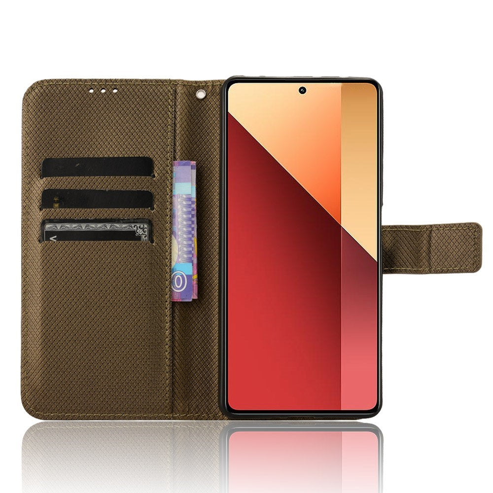 EIDERWOOD Xiaomi Redmi Note 13 Pro (4G) / Poco M6 Pro Flippdeksel med Stropp og Tekstur - Brun