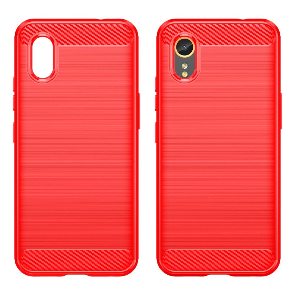 EIDERWOOD Samsung Galaxy Xcover 7 Brushed Carbon Fiber Fleksibelt Plast Deksel - Rød