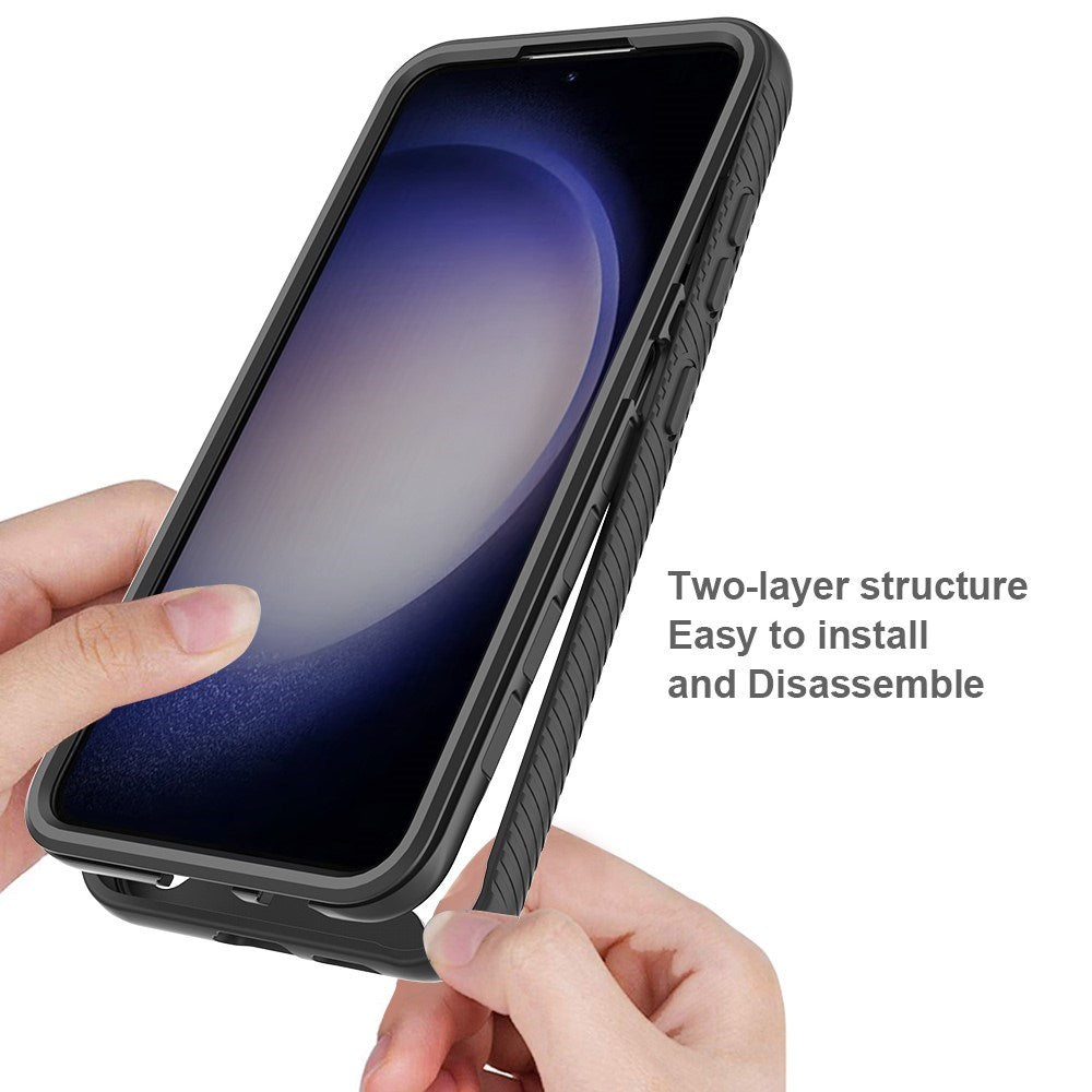 Samsung Galaxy A35 (5G) Deksel med Full Beskyttelse og Skjermbeskyttelsesfilm - Gjennomsiktig / Svart Kant