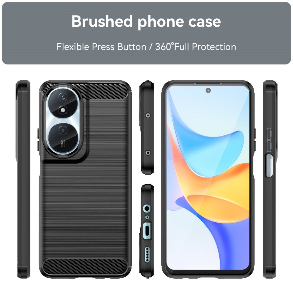 EIDERWOOD Honor X7b / 90 Smart Brushed Carbon Fiber Fleksibelt Plast Deksel - Svart