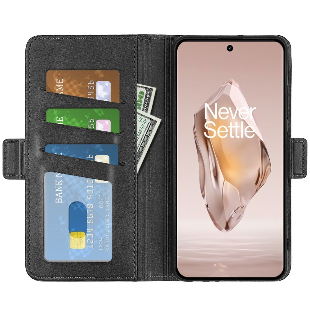EIDERWOOD OnePlus 12R Blankt Kunstskinn Mobildeksel med Lommebok - Svart