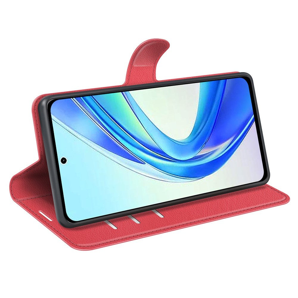 EIDERWOOD Honor X7b / 90 Smart Kunstskinn Flip Deksel m. Kortholder & Ståfunksjon - Rød