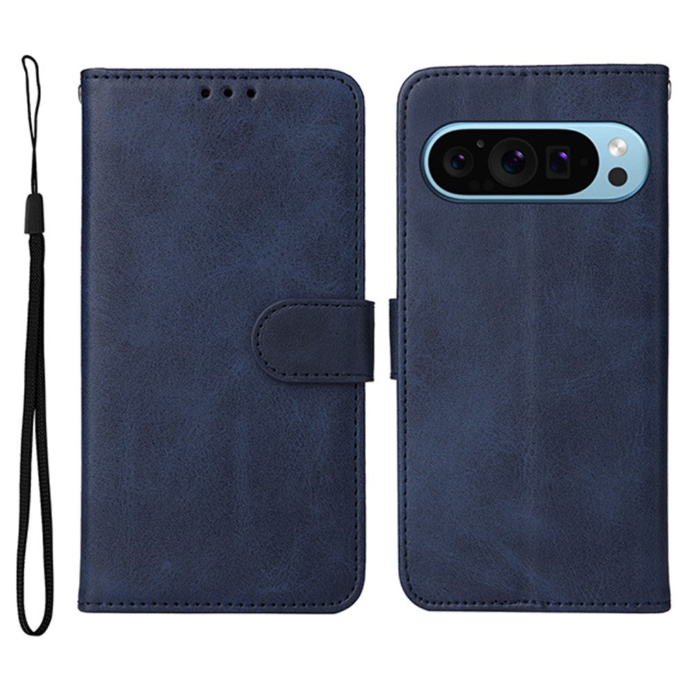 EIDERWOOD Google Pixel 10 / 10 Pro / 9 / 9 Pro Kunstskinn Deksel med Lommebok & Stropp - Blå