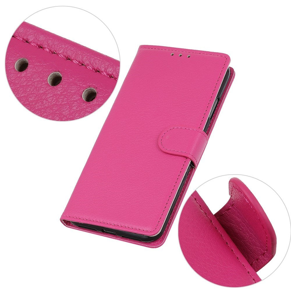 EIDERWOOD Motorola Moto E14 4G / G04 4G / G04s 4G / G24 4G Litchi Tekstur Stående Telefondeksel -- Pink