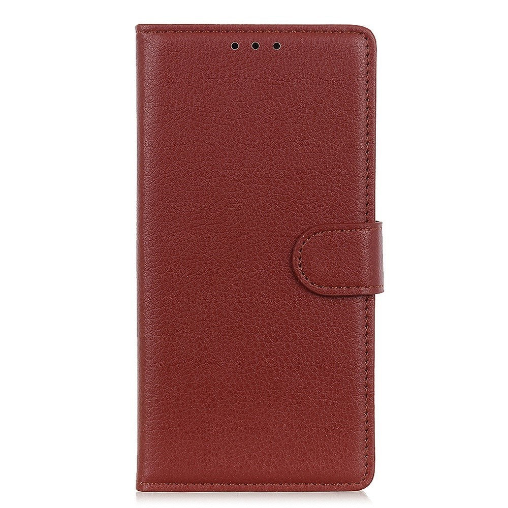 EIDERWOOD Motorola Moto E14 4G / G04 4G / G04s 4G / G24 4G Litchi Tekstur Stående Telefondeksel - Brun