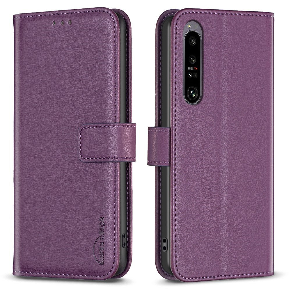EIDERWOOD Sony Xperia 1 VI Kunst Skinn Flip Deksel m. Stativ & Lommebok - Mørk Lilla