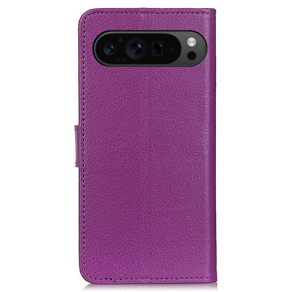 EIDERWOOD Google Pixel 10 / 10 Pro / 9 / 9 Pro Litchi Kunstskinn Deksel m. Veske - Lilla