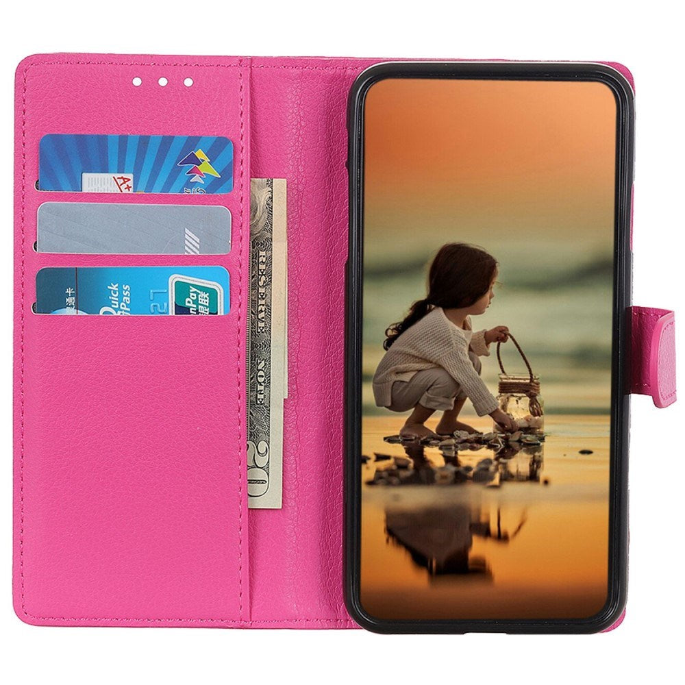 EIDERWOOD Google Pixel 10 / 10 Pro / 9 / 9 Pro Litchi Kunstskinn Deksel m. Veske - Rosa