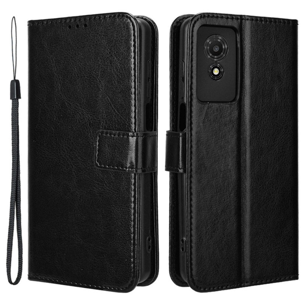 EIDERWOOD TCL 501 Kunst Skinn Flip Deksel med Stativ & Lommebok - Svart
