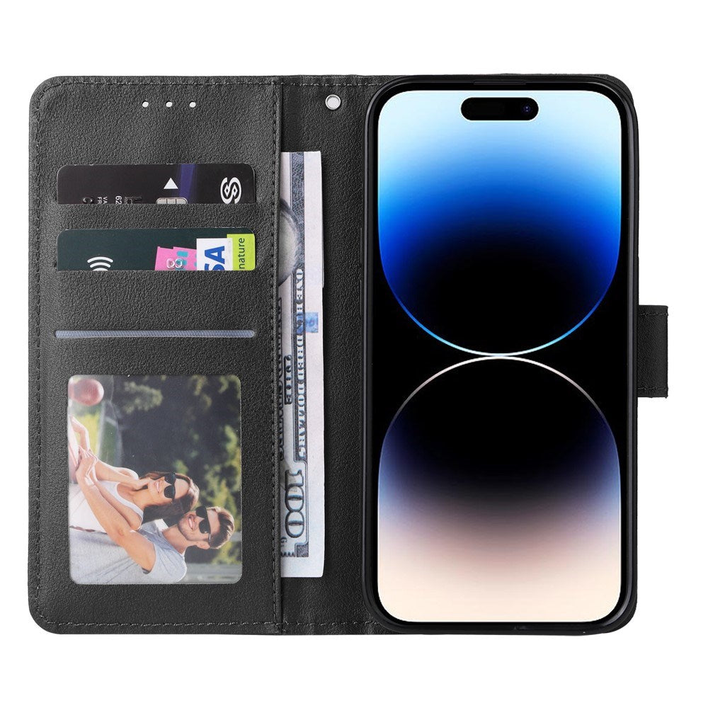 EIDERWOOD iPhone 14 Pro Max Kunstskinn Flip Deksel m. Stropp - Svart