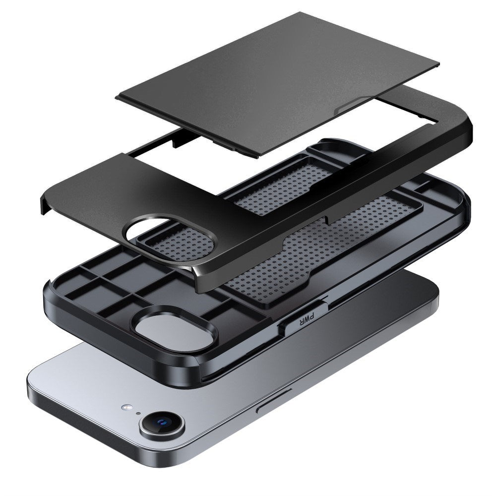 EIDERWOOD iPhone 17e / 16e Multifunksjonelt Bakdeksel med Kortholder - Svart