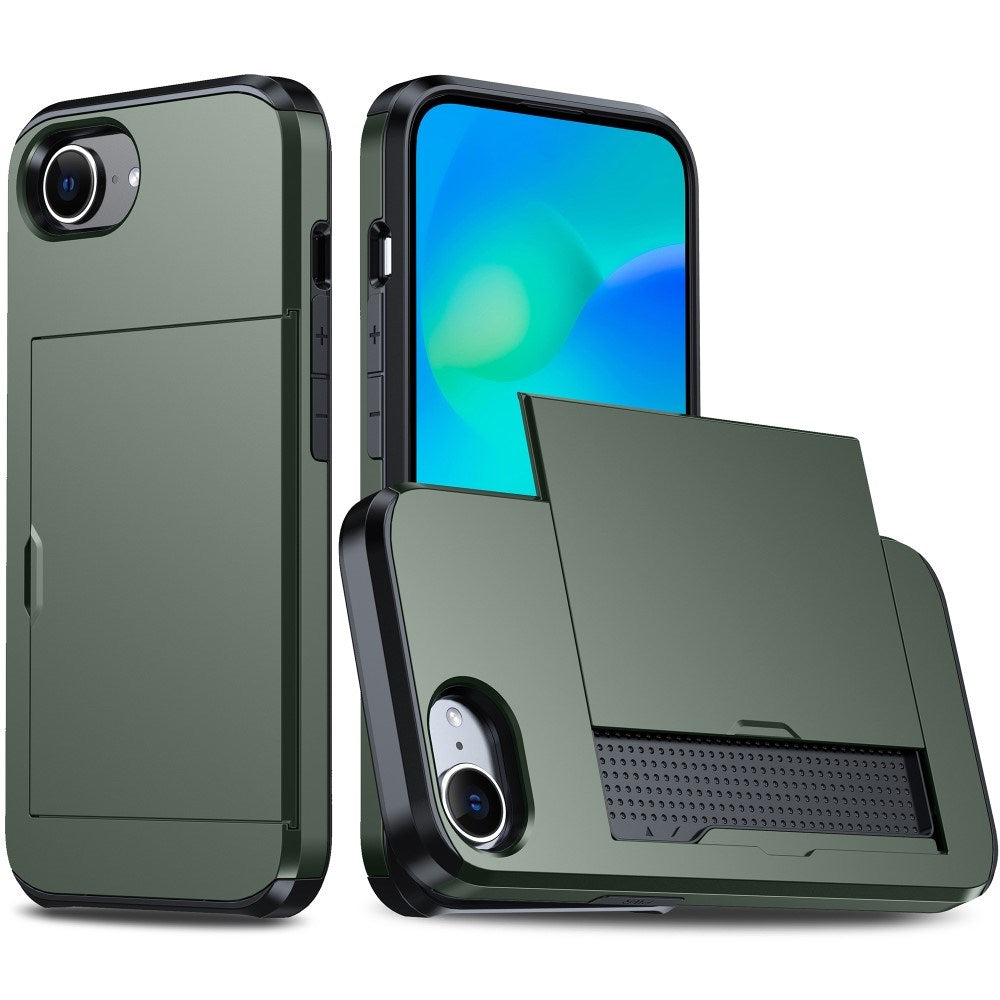 EIDERWOOD iPhone 17e / 16e Multifunksjonelt Bakdeksel med Kortholder - Mørkegrønn