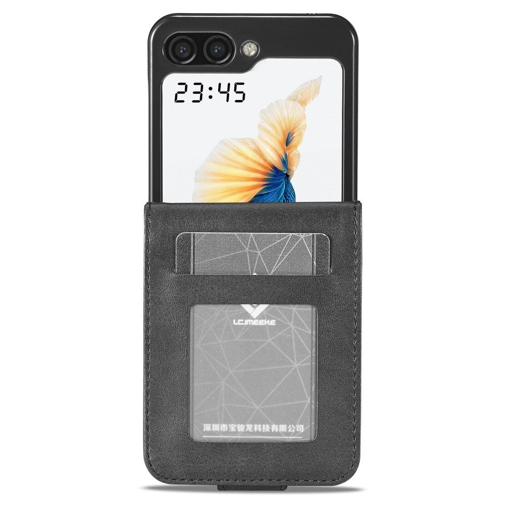 EIDERWOOD Samsung Galaxy Z Flip7 FE / Flip6 Kunstskinn Flip Deksel m. Kortholder & Ståfunksjon - Svart