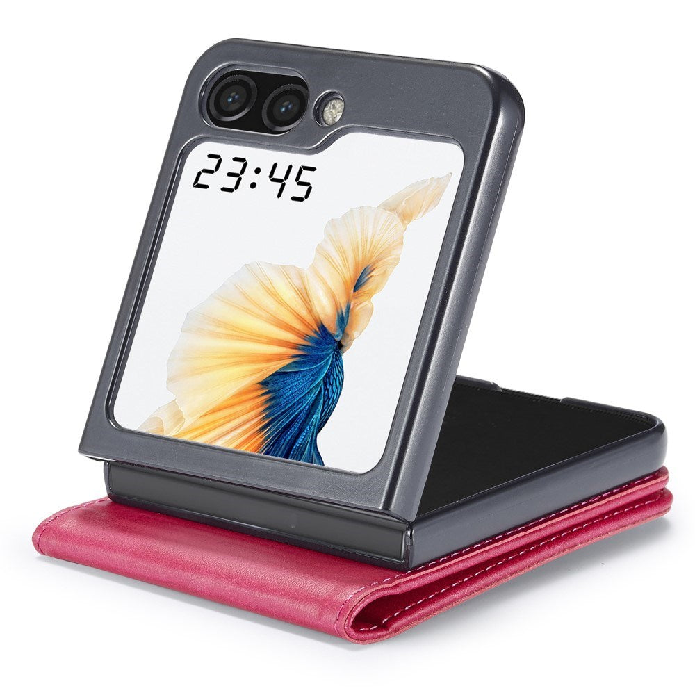 EIDERWOOD Samsung Galaxy Z Flip7 FE / Flip6 Kunstskinn Flip Deksel m. Kortholder & Ståfunksjon - Rosa