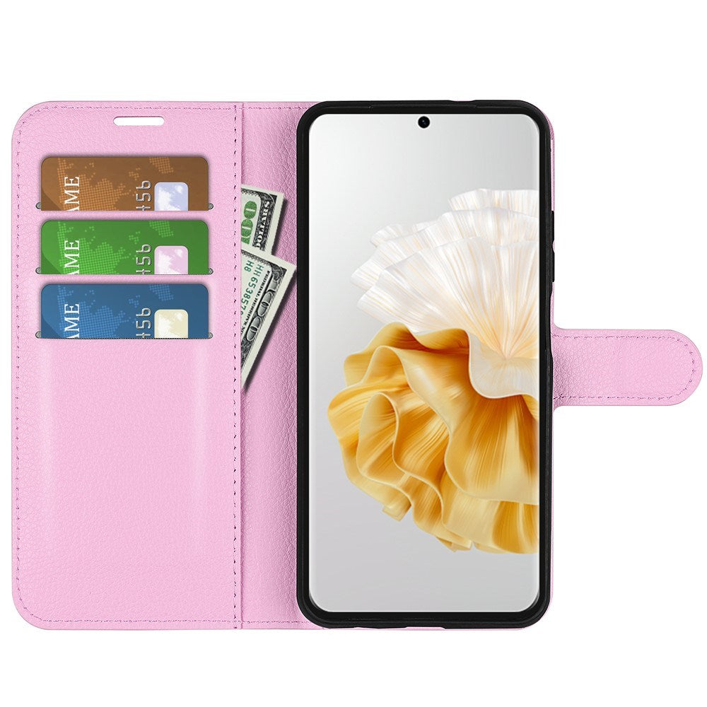 EIDERWOOD Huawei Pura 70 Kunstskinn Flip Deksel m. Kortholder & Ståfunksjon - Rosa