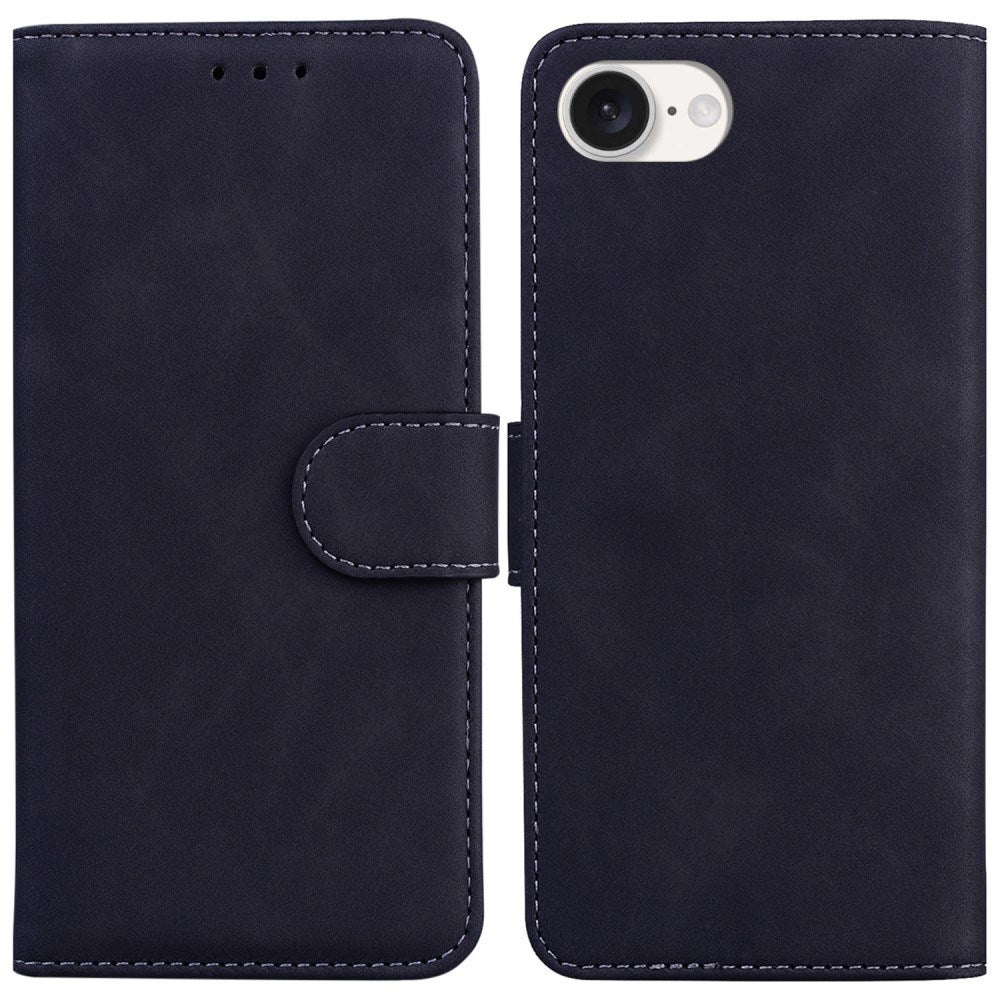 EIDERWOOD iPhone 17e / 16e Kunst Skinn Flip Deksel m. Stativ & Pung - Svart