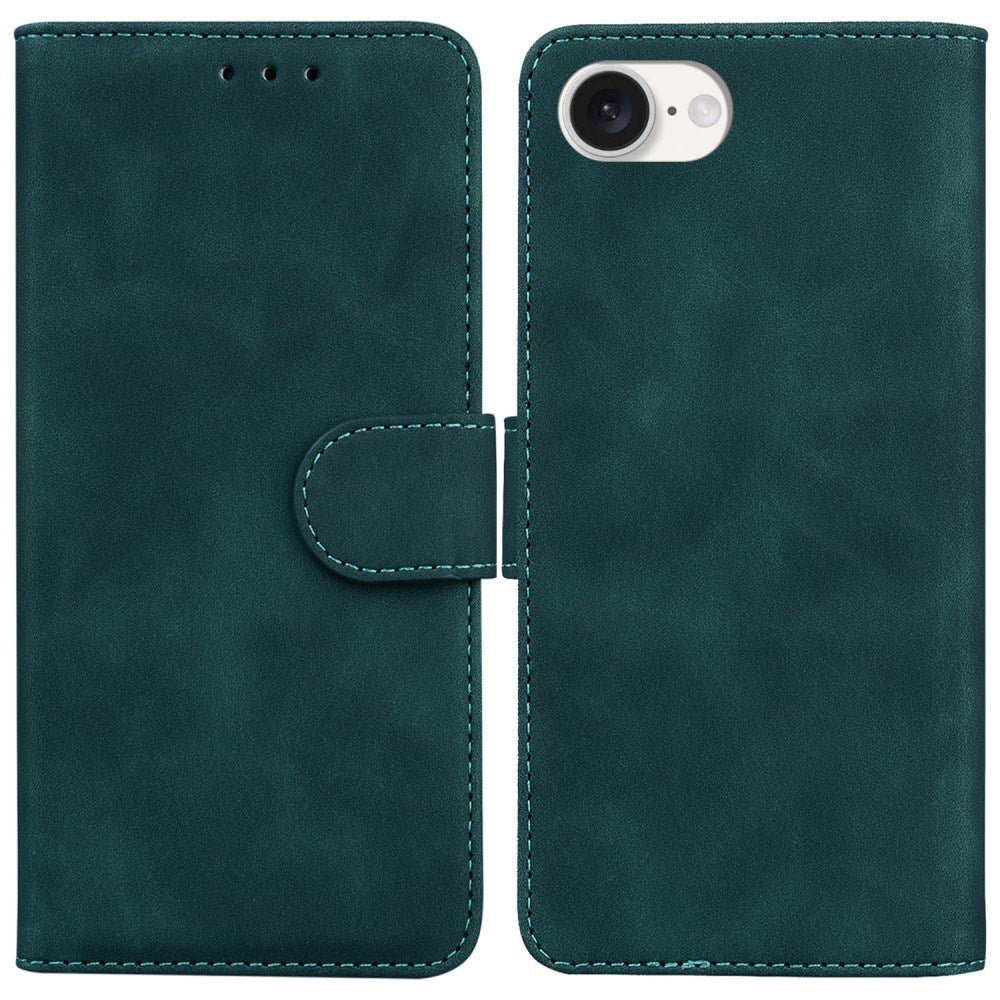 EIDERWOOD iPhone 17e / 16e Kunst Skinn Flip Deksel m. Stativ & Pung - Mørkegrønn