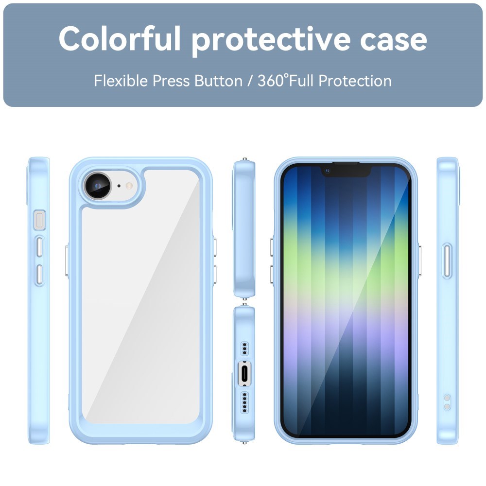 EIDERWOOD iPhone 17e / 16e Hybrid Plast Deksel - Gjennomsiktig / Blå Kant