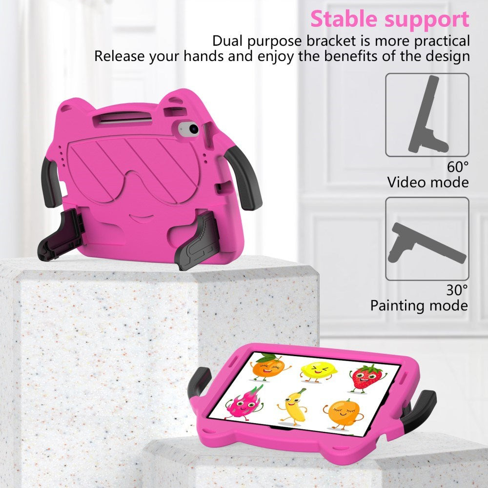 EIDERWOOD iPad Air 11" (2026 / 2025 / 2024) Barnedeksel - Smiley - Stativ og Håndtak - Rosa