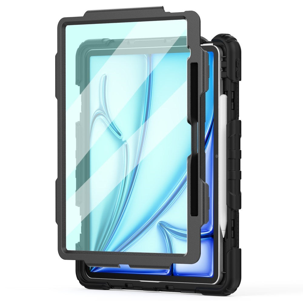 iPad Air 13" (2026 / 2025 / 2024) Hybriddeksel med Innebygd Skjermbeskytter - Kickstand - Skulderstropp - Svart