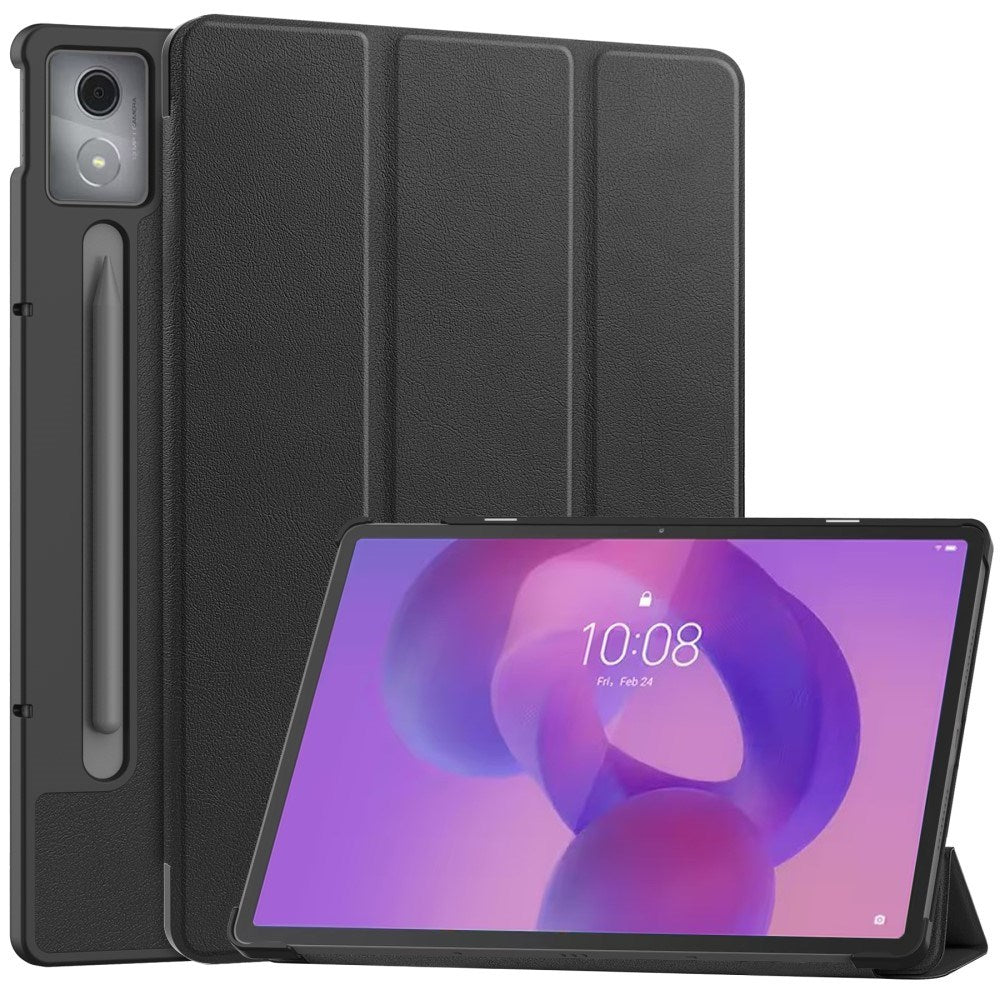 EIDERWOOD Lenovo IdeaTab Pro Kunstskinn Flip Deksel m. Stativfunksjon & Pencil Holder - Svart
