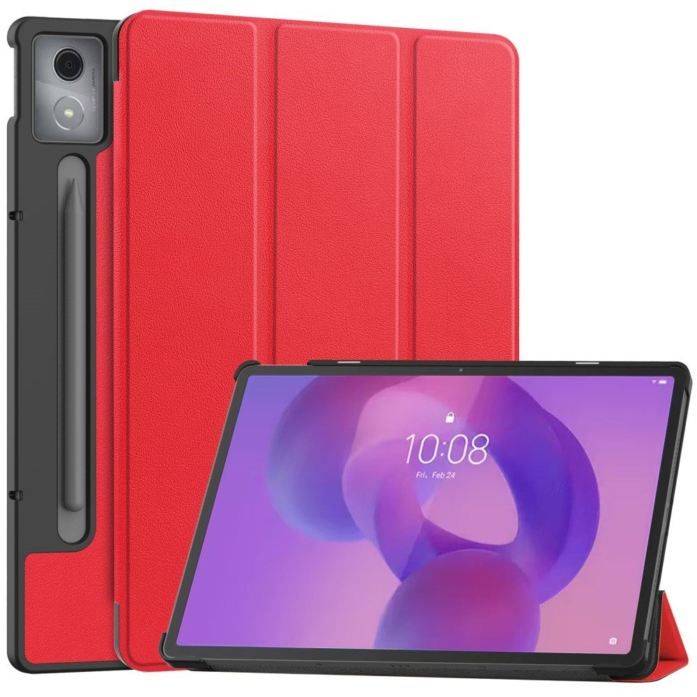 EIDERWOOD Lenovo IdeaTab Pro Kunstskinn Flip Deksel m. Stativfunksjon & Pencil Holder - Rød