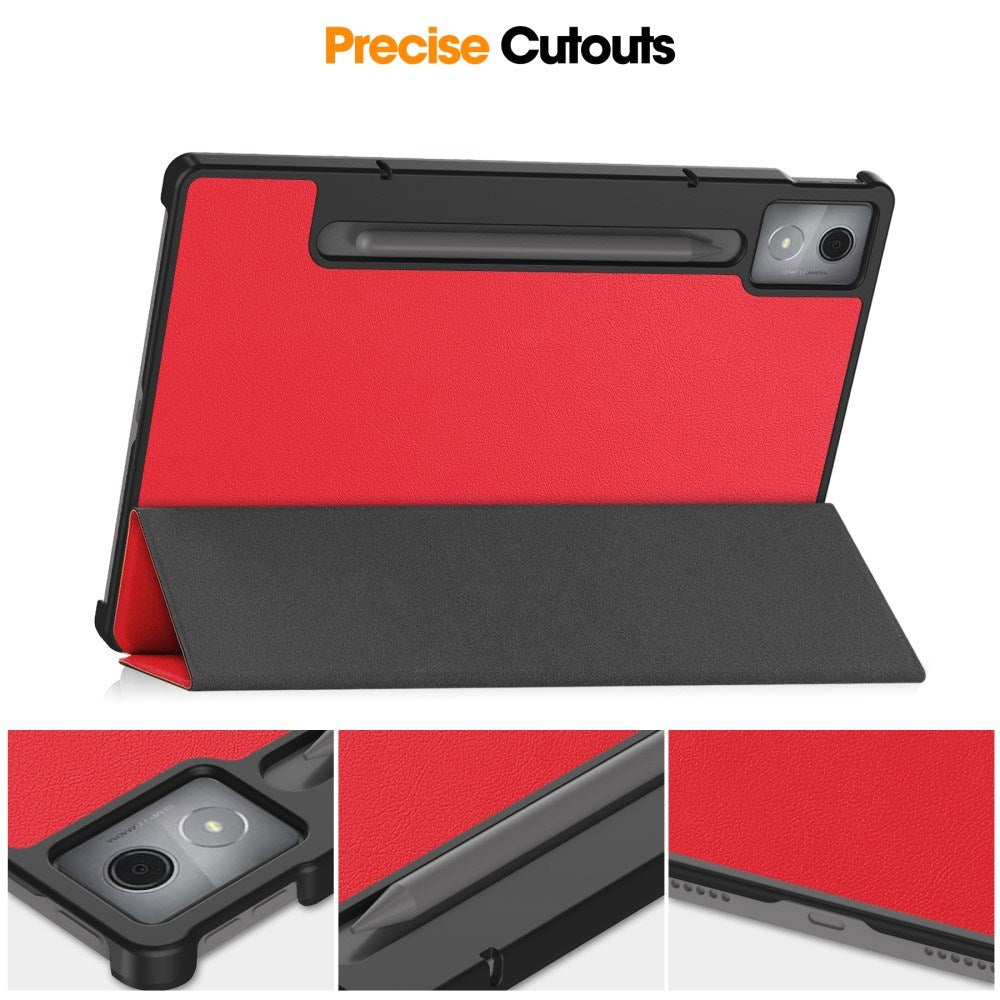 EIDERWOOD Lenovo IdeaTab Pro Kunstskinn Flip Deksel m. Stativfunksjon & Pencil Holder - Rød