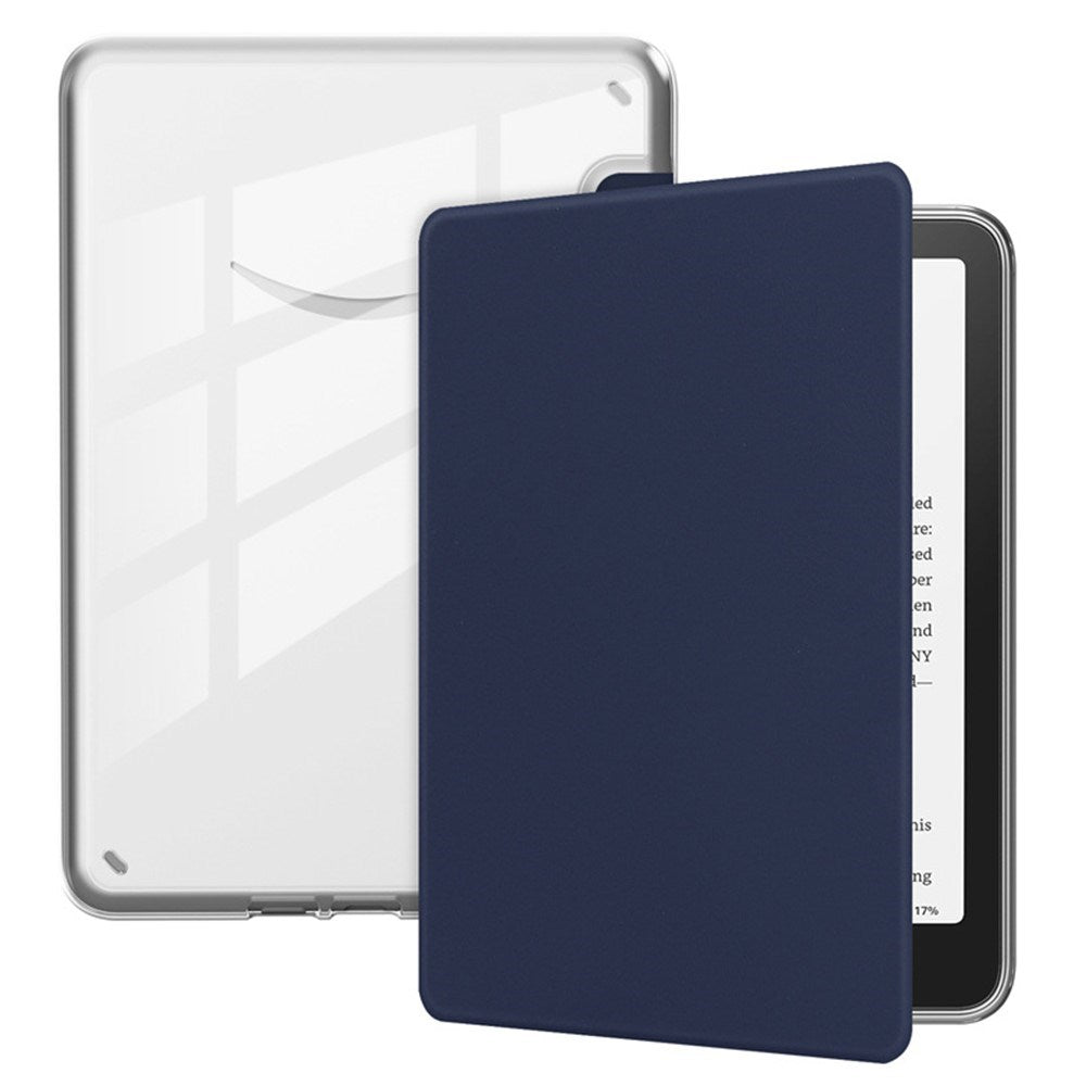 EIDERWOOD Amazon Kindle Paperwhite (2024) Kunstskinn Flip Deksel - Gjennomsiktig / Mørkeblå