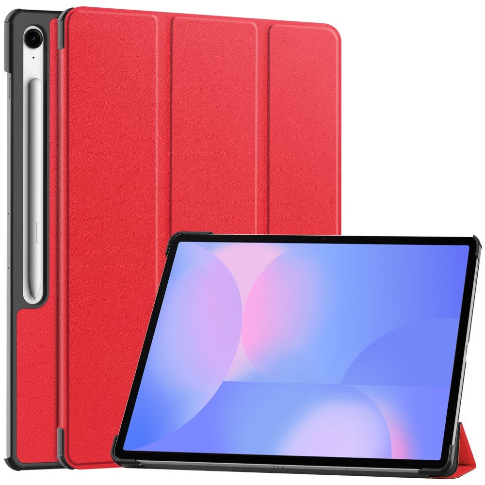 EIDERWOOD Samsung Galaxy Tab S10 FE+ (Plus) Kunstskinn Flip Deksel m. Stativfunksjon & Pencil Holder - Rød