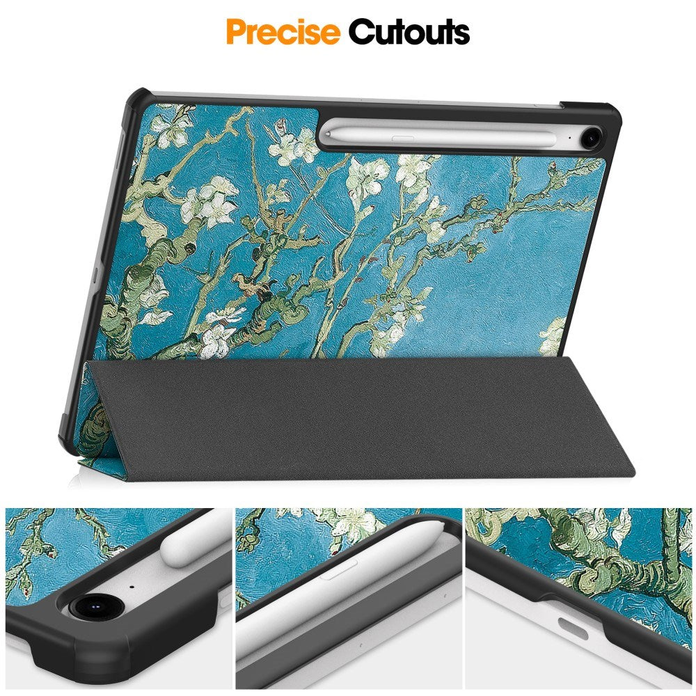 EIDERWOOD Samsung Galaxy Tab S10 FE+ (Plus) Tri-Fold Kunstskinn Flip Deksel m. Mønster - Blomst