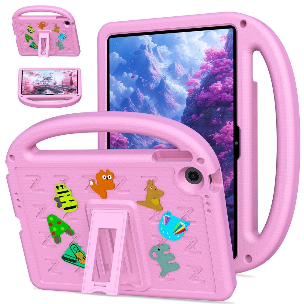 EIDERWOOD Lenovo Tab 10.1" Barnedeksel med Stativ og Håndholder - Rosa