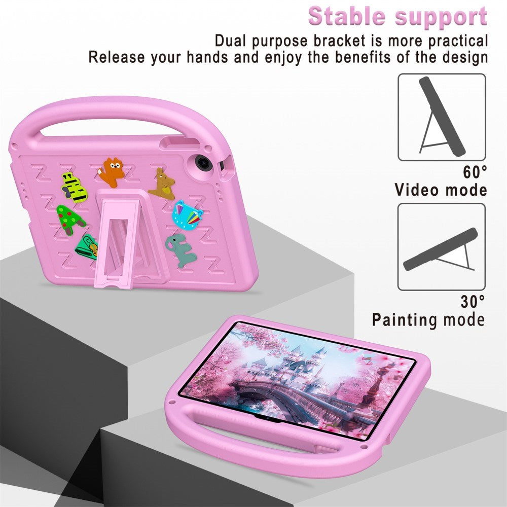 EIDERWOOD Lenovo Tab 10.1" Barnedeksel med Stativ og Håndholder - Rosa