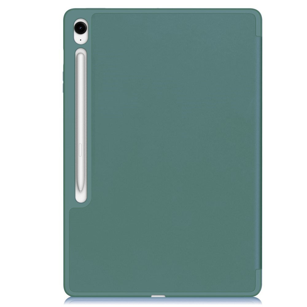 EIDERWOOD Samsung Galaxy Tab S10 FE+ (Plus) Tri-Fold Kunstskinn Flip Deksel med Stylus Pen Holder - Mørkegrønn