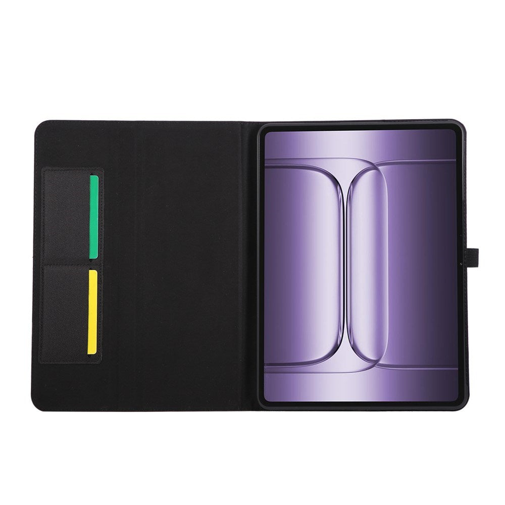 OnePlus Pad 3 Kunstskinn Flip Deksel m. Kortholder & Ståfunksjon - Svart