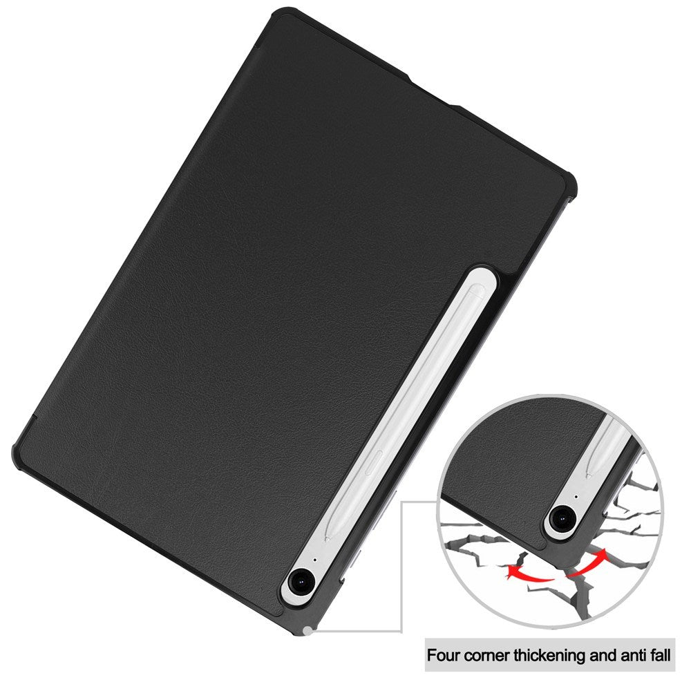 EIDERWOOD Samsung Galaxy Tab S11 / S10 Lite Tri-Fold Kunstskinn Flip Deksel – Svart