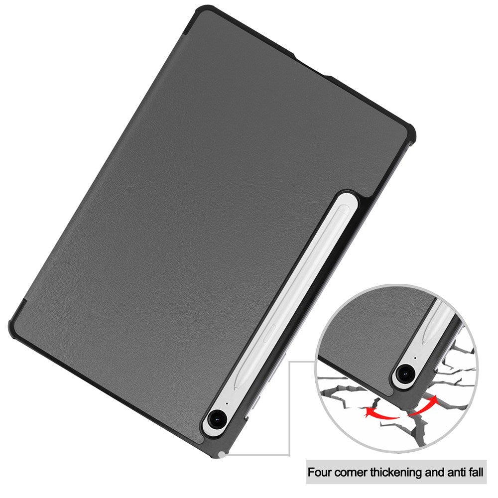 EIDERWOOD Samsung Galaxy Tab S11 / S10 Lite Tri-Fold Kunstskinn Flip Deksel – Grå