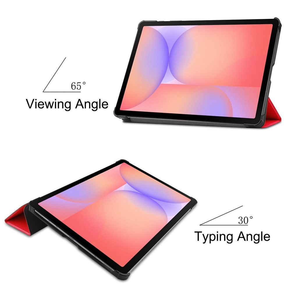 EIDERWOOD Samsung Galaxy Tab S11 / S10 Lite Tri-Fold Kunstskinn Flip Deksel – Rød