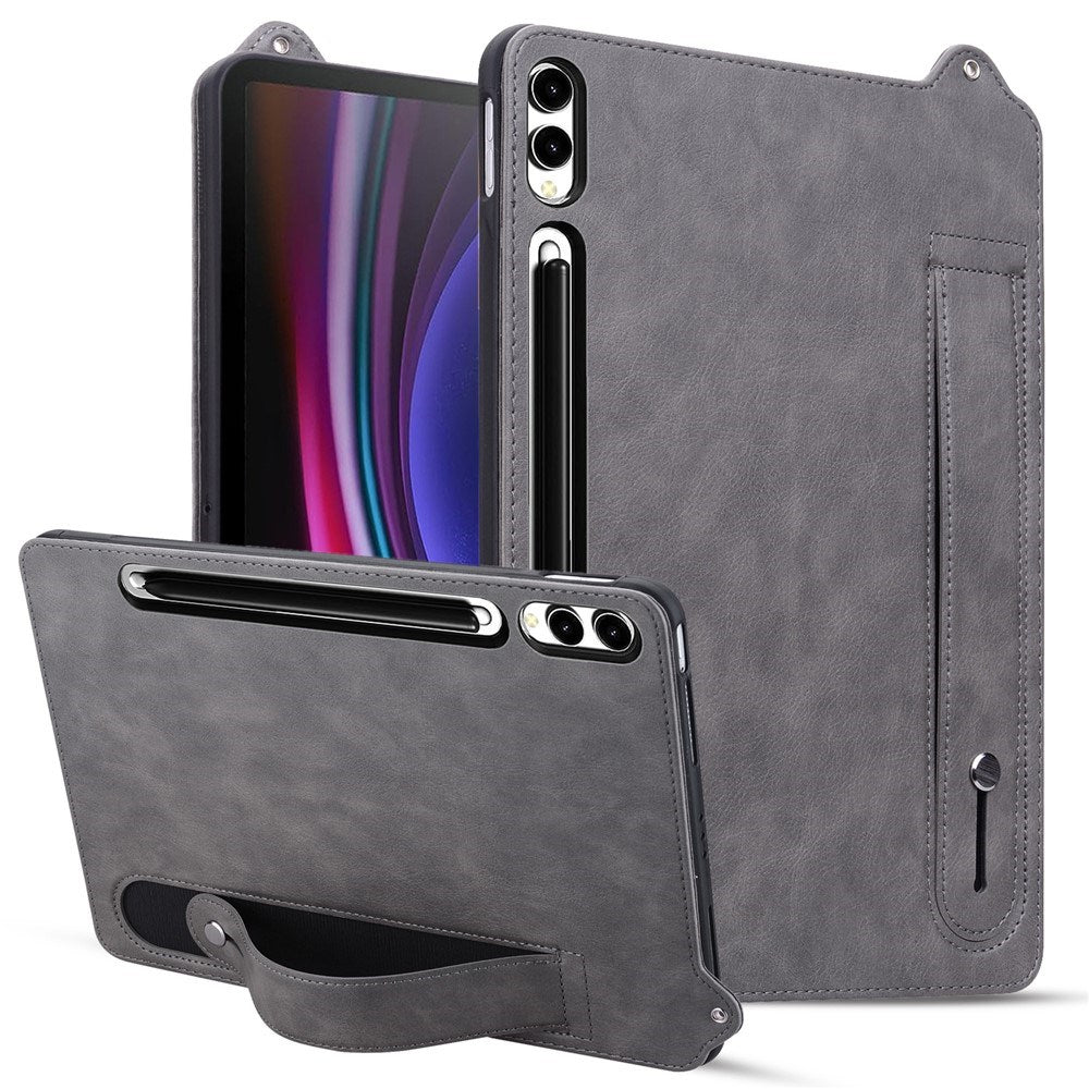 EIDERWOOD Samsung Galaxy Tab S11 Ultra Hard Plastdeksel i Kunstskinn med Håndtak - Grå