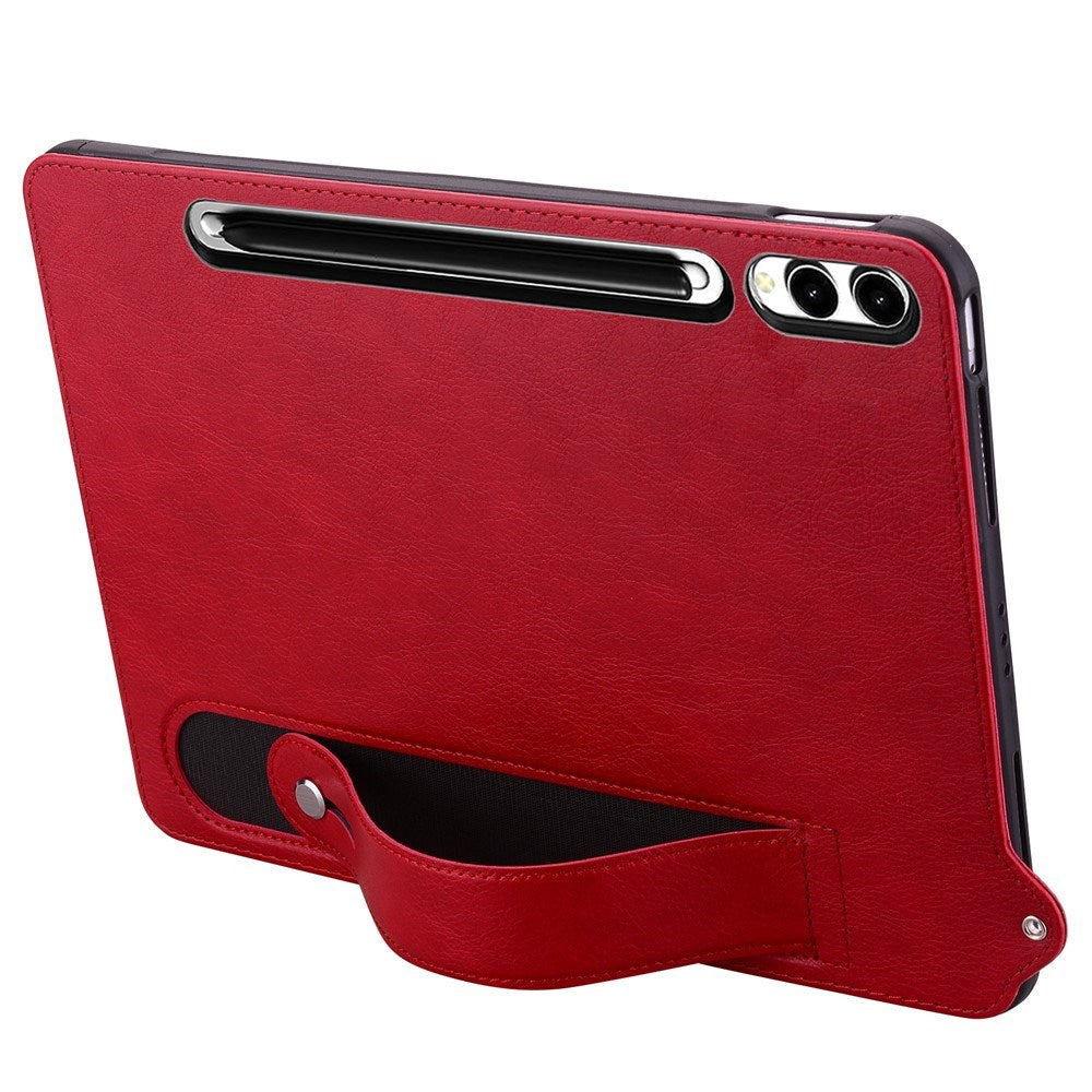 EIDERWOOD Samsung Galaxy Tab S11 Ultra Hard Plastdeksel i Kunstskinn med Håndtak - Rød