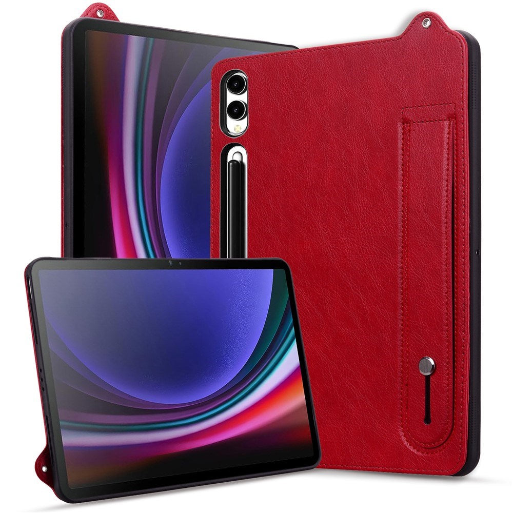EIDERWOOD Samsung Galaxy Tab S11 Ultra Hard Plastdeksel i Kunstskinn med Håndtak - Rød