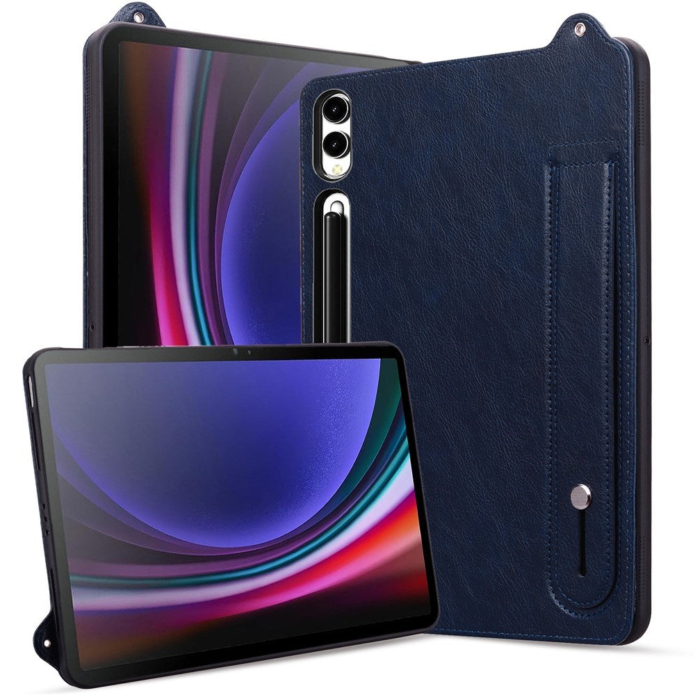 EIDERWOOD Samsung Galaxy Tab S11 Ultra Hard Plastdeksel i Kunstskinn med Håndtak - Mørk Blå