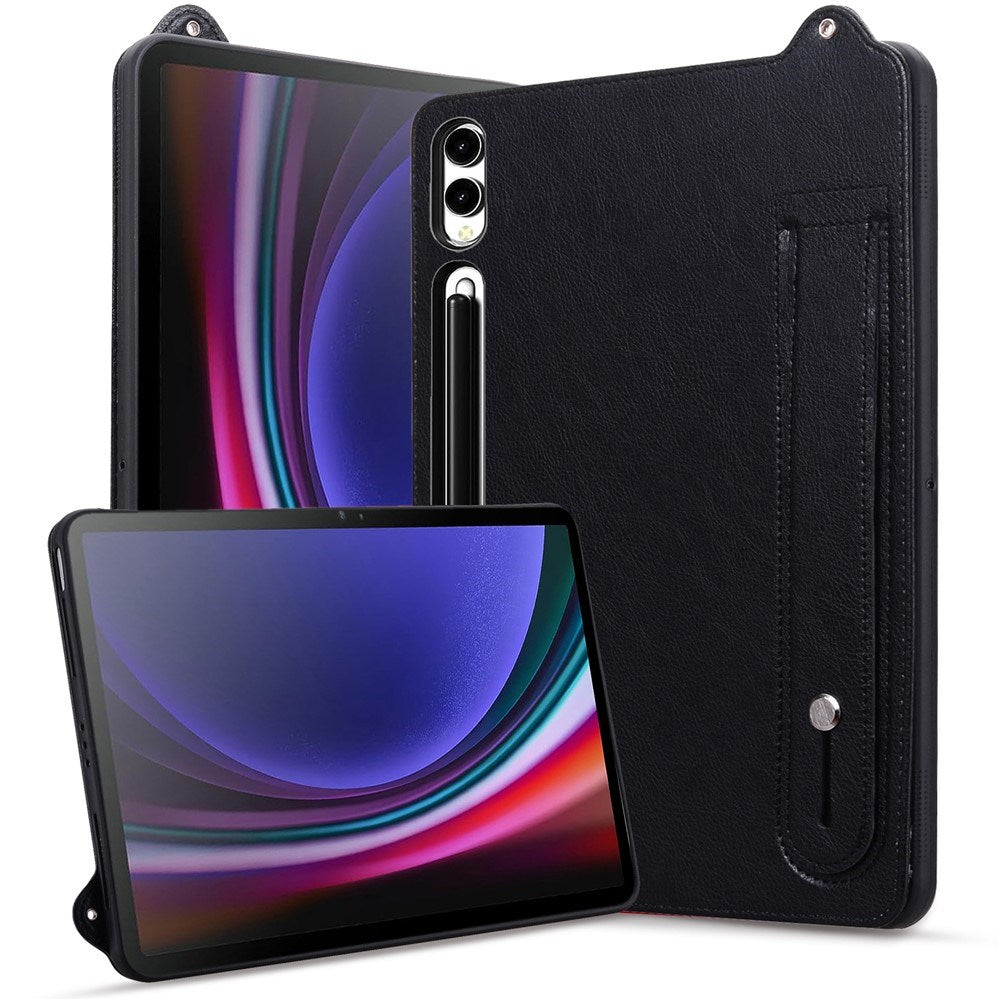 EIDERWOOD Samsung Galaxy Tab S11 Ultra Hard Plastdeksel i Kunstskinn med Håndtak - Svart