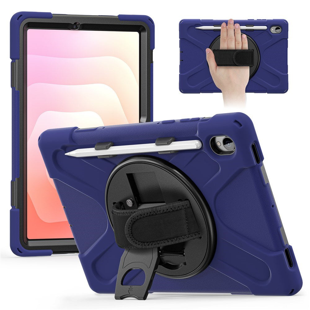 EIDERWOOD Samsung Galaxy Tab S11 Støtsikkert Deksel med 360 Graders Roterbar Støtte & Borrelåsstropp - Mørk Blå