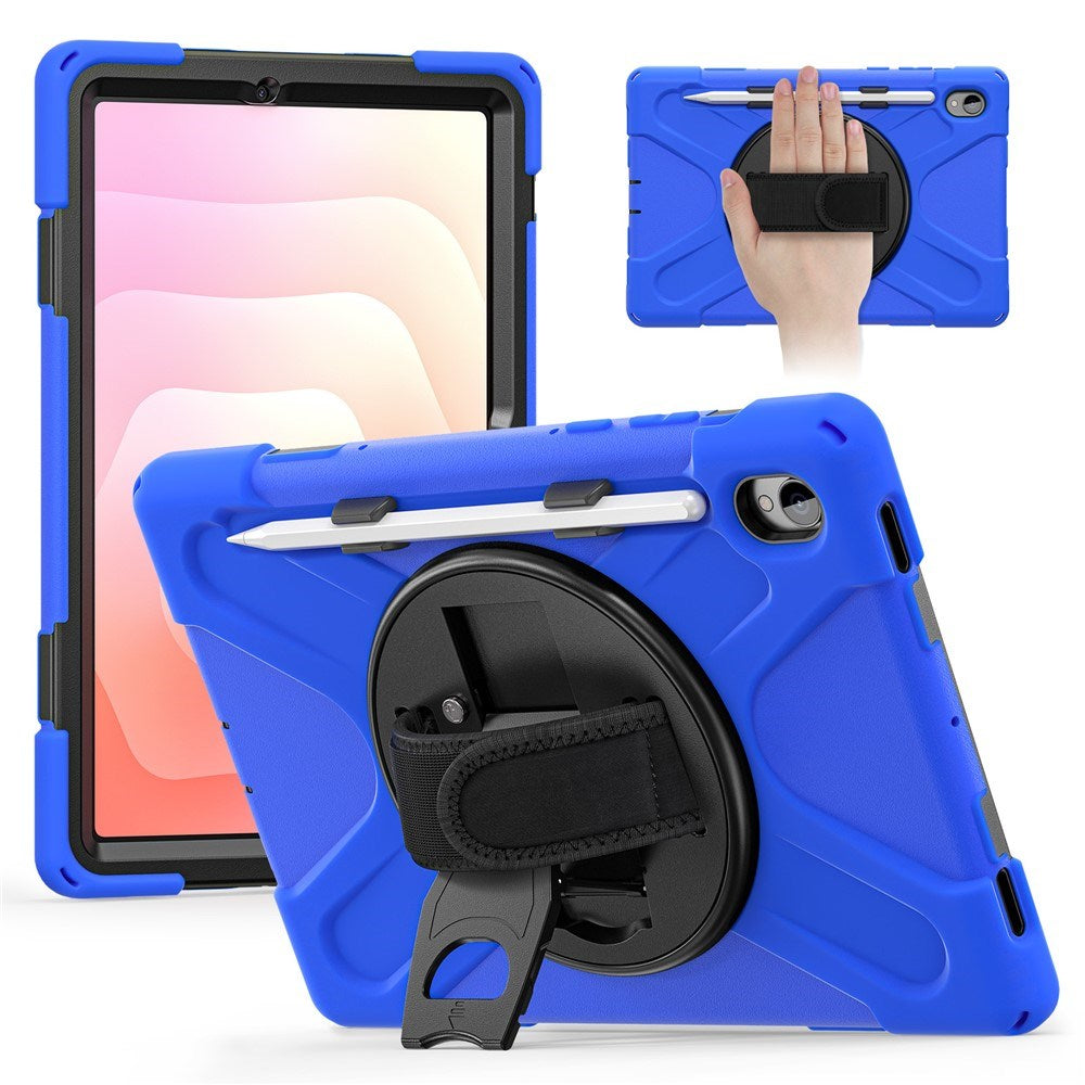 EIDERWOOD Samsung Galaxy Tab S11 Støtsikkert Deksel med 360 Graders Roterbar Støtte & Borrelåsstropp - Blå