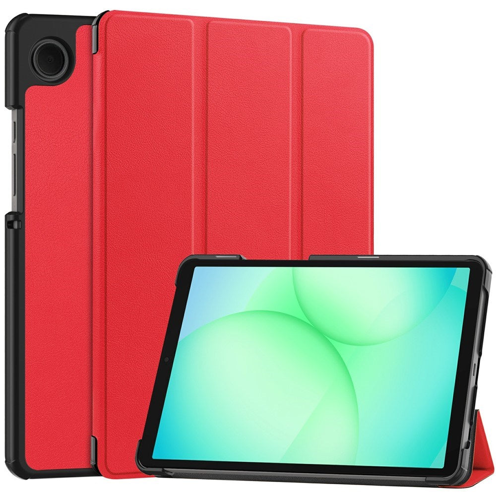 Samsung Galaxy Tab A11 EIDERWOOD Skinn Deksel m. Stativfunksjon - Rød