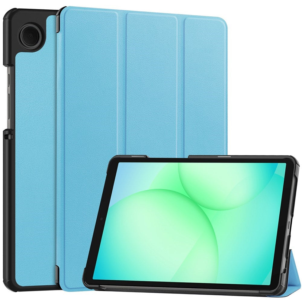 Samsung Galaxy Tab A11 EIDERWOOD Skinn Deksel m. Stativfunksjon - Lyseblå
