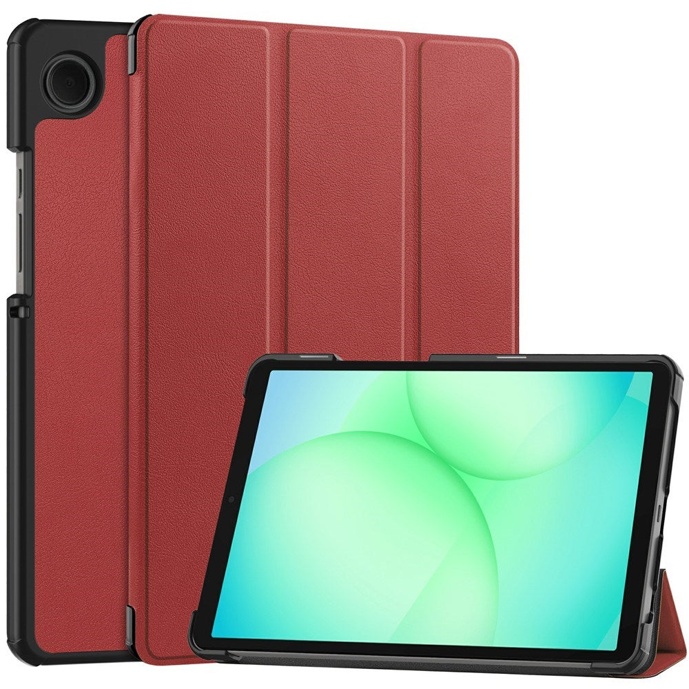 Samsung Galaxy Tab A11 EIDERWOOD Skinn Deksel m. Stativfunksjon - Vinrød