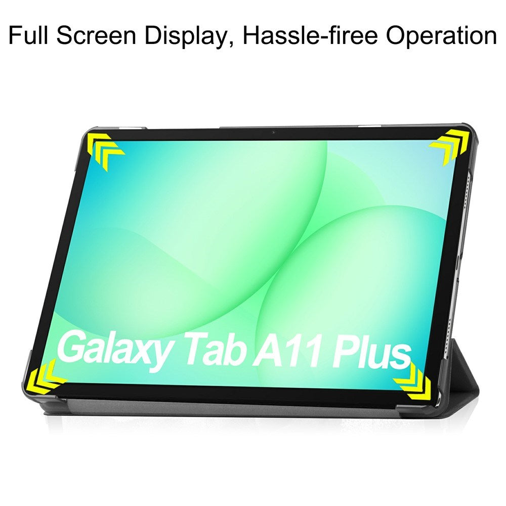 Samsung Galaxy Tab A11+ (Plus) EIDERWOOD Kunstskinn Deksel med Stativfunksjon - Svart