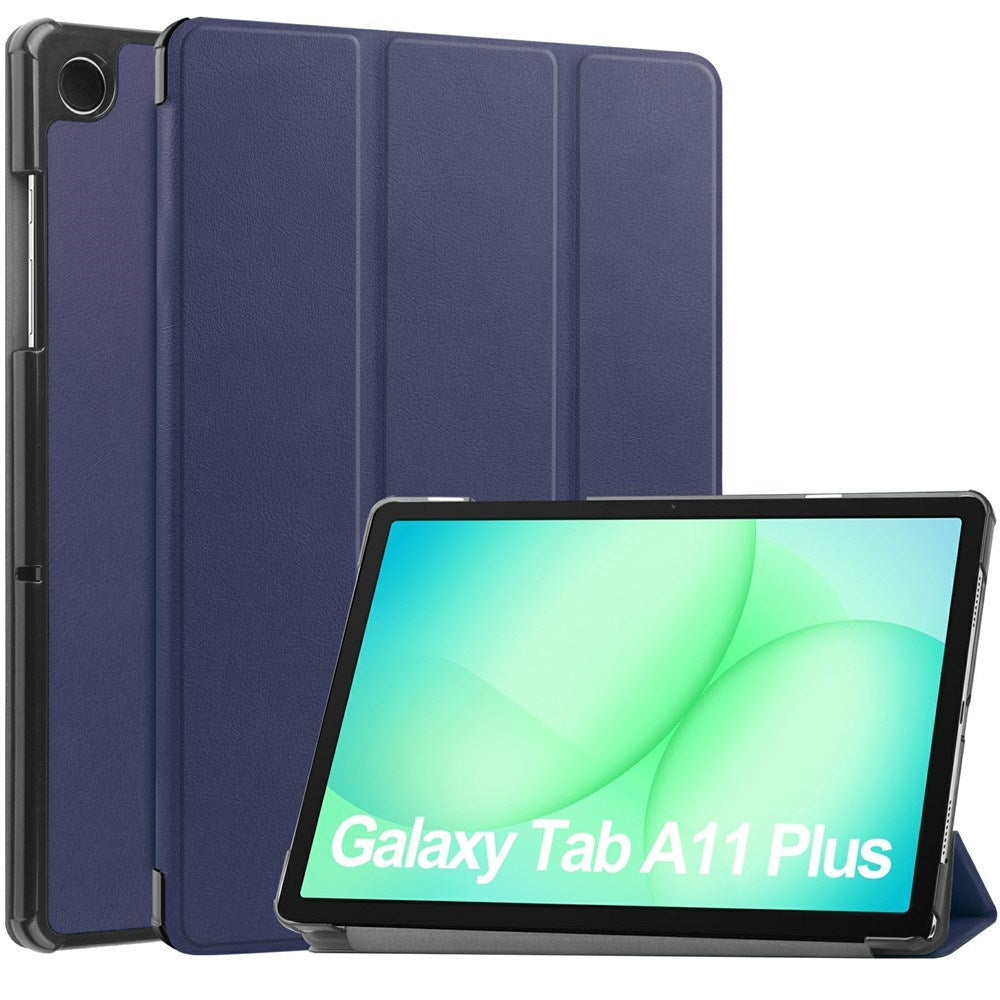 Samsung Galaxy Tab A11+ (Plus) EIDERWOOD Kunstskinn Deksel med Stativfunksjon - Mørk Blå